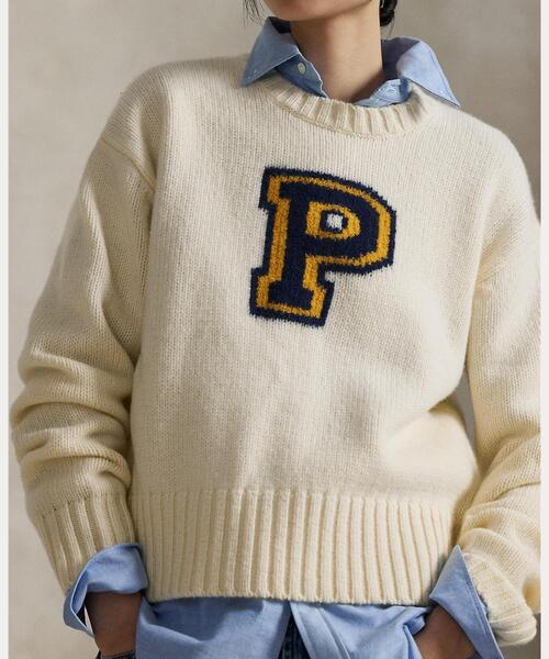 Pロゴ ウールブレンド クルーネック セーター（ニット/セーター