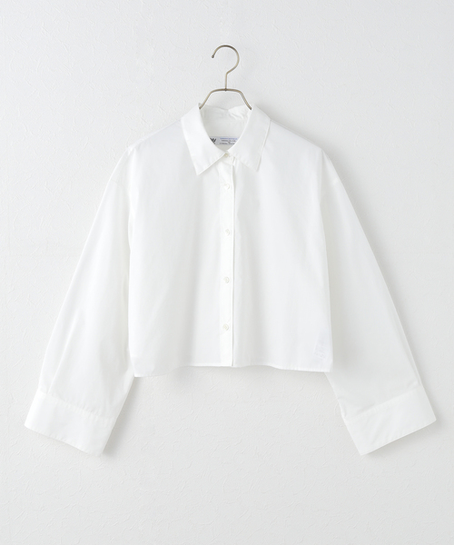 JOURNAL STANDARD(ジャーナルスタンダード)の「コンパクトコットン クロップドシャツ(シャツ/ブラウス・レディース・ネイビー/ホワイト/サックスブルー/ブルー・FREE)」の1枚目の写真