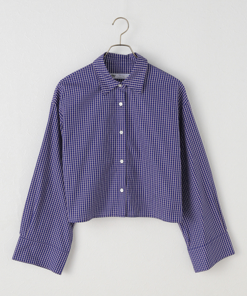 JOURNAL STANDARD(ジャーナルスタンダード)の「コンパクトコットン クロップドシャツ(シャツ/ブラウス・レディース・ネイビー/ホワイト/サックスブルー/ブルー・FREE)」の3枚目の写真