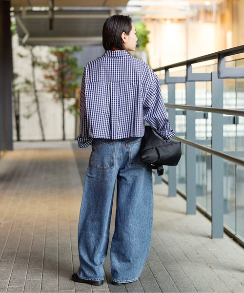 JOURNAL STANDARD(ジャーナルスタンダード)の「コンパクトコットン クロップドシャツ(シャツ/ブラウス・レディース・ネイビー/ホワイト/サックスブルー/ブルー・FREE)」の6枚目の写真