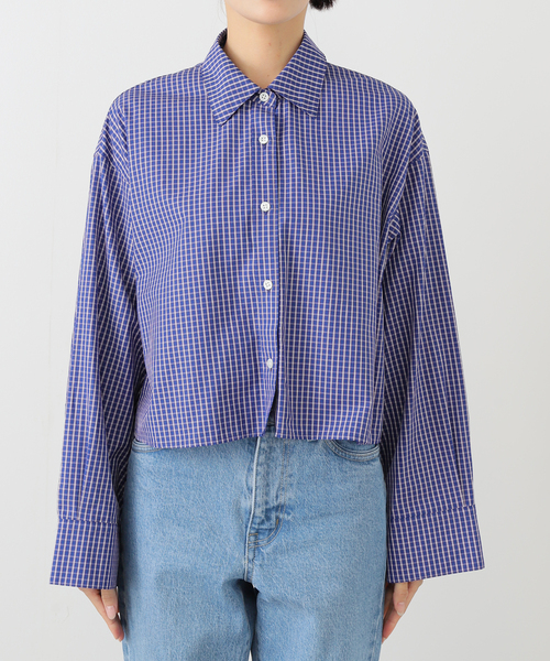 JOURNAL STANDARD(ジャーナルスタンダード)の「コンパクトコットン クロップドシャツ(シャツ/ブラウス・レディース・ネイビー/ホワイト/サックスブルー/ブルー・FREE)」の8枚目の写真