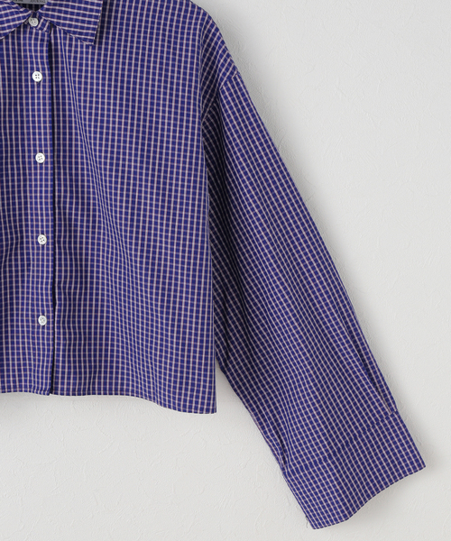 JOURNAL STANDARD(ジャーナルスタンダード)の「コンパクトコットン クロップドシャツ(シャツ/ブラウス・レディース・ネイビー/ホワイト/サックスブルー/ブルー・FREE)」の12枚目の写真