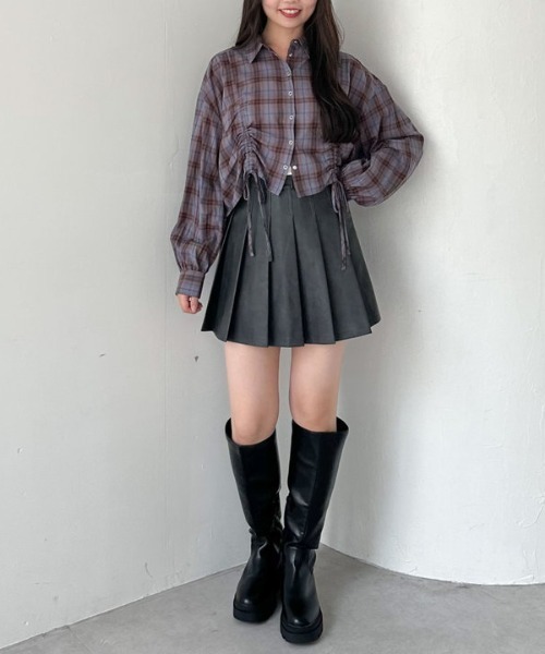 archives（アルシーヴ）の「【ＳＥＴＵＰ対応】フェイクレザープリーツミニスカート（スカート・レディース・ブラウン/ブラック・SMALL/MEDIUM）」の17枚目の写真