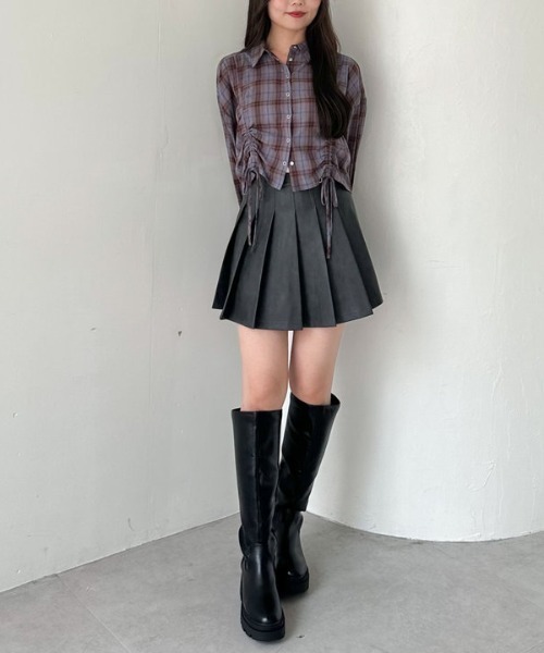 archives（アルシーヴ）の「【ＳＥＴＵＰ対応】フェイクレザープリーツミニスカート（スカート・レディース・ブラウン/ブラック・SMALL/MEDIUM）」の19枚目の写真