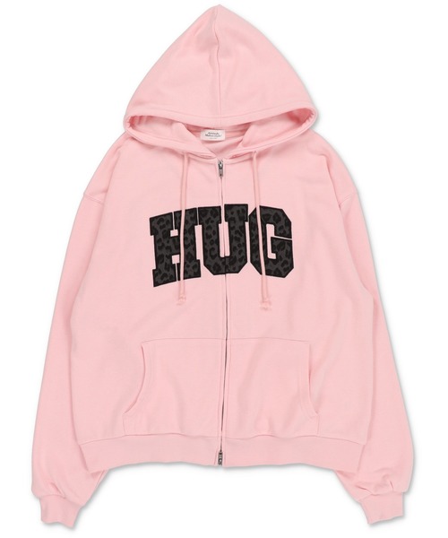 SPINNS（スピンズ）の「レオパロゴがGALくて可愛い☆Wジップビッグパーカー（パーカー・レディース・オフホワイト/杢グレー/ブラック/ピンク/ネイビー・ONESIZE）」の21枚目の写真