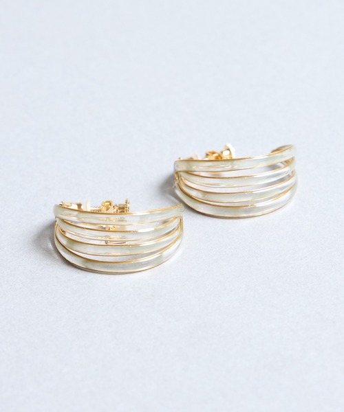 The Rule(ザルール)の「The Rule ザルール:Lattice earring 4重フープイヤリング(イヤリング・レディース・ホワイト/グリーン・FREE)」の12枚目の写真