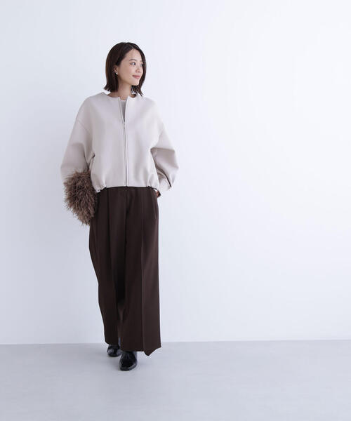 NATURAL BEAUTY BASIC（ナチュラルビューティーベーシック）の「◇ノーカラーダンボールブルゾン（ブルゾン・レディース・ベージュ/ダークカーキ/ブラック・FREE）」の6枚目の写真