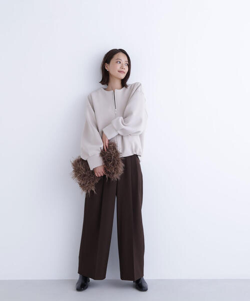 NATURAL BEAUTY BASIC（ナチュラルビューティーベーシック）の「◇ノーカラーダンボールブルゾン（ブルゾン・レディース・ベージュ/ダークカーキ/ブラック・FREE）」の10枚目の写真