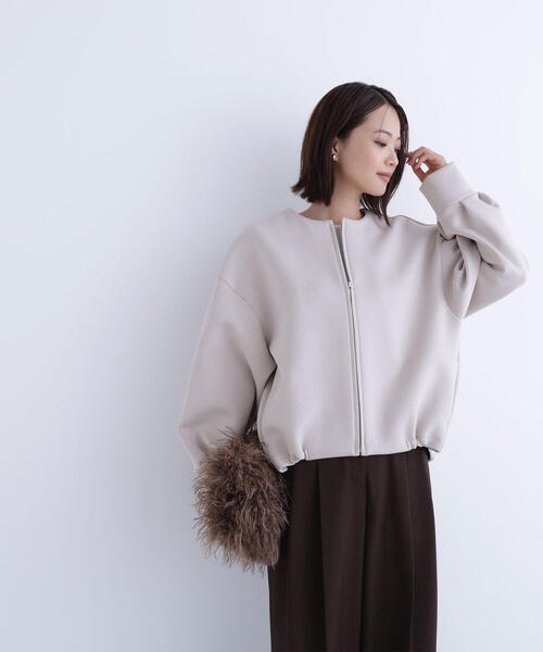 NATURAL BEAUTY BASIC（ナチュラルビューティーベーシック）の「◇ノーカラーダンボールブルゾン（ブルゾン・レディース・ベージュ/ダークカーキ/ブラック・FREE）」の11枚目の写真