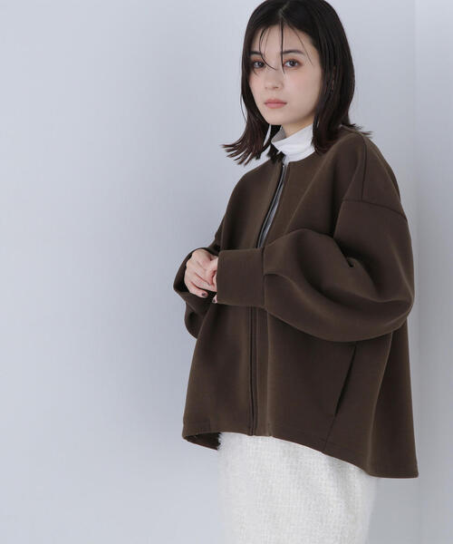 NATURAL BEAUTY BASIC（ナチュラルビューティーベーシック）の「◇ノーカラーダンボールブルゾン（ブルゾン・レディース・ベージュ/ダークカーキ/ブラック・FREE）」の17枚目の写真
