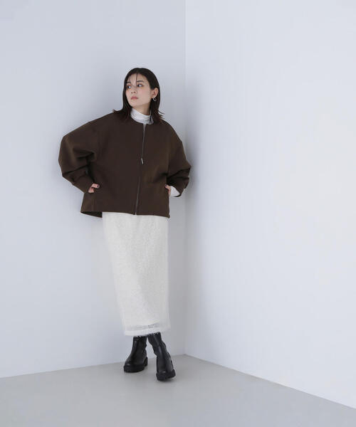 NATURAL BEAUTY BASIC（ナチュラルビューティーベーシック）の「◇ノーカラーダンボールブルゾン（ブルゾン・レディース・ベージュ/ダークカーキ/ブラック・FREE）」の18枚目の写真