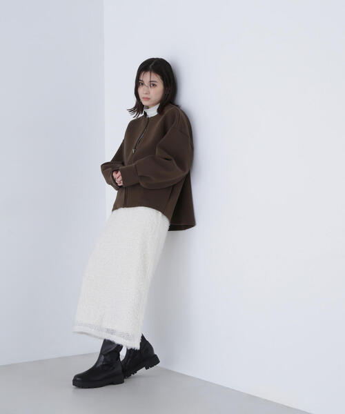 NATURAL BEAUTY BASIC（ナチュラルビューティーベーシック）の「◇ノーカラーダンボールブルゾン（ブルゾン・レディース・ベージュ/ダークカーキ/ブラック・FREE）」の21枚目の写真