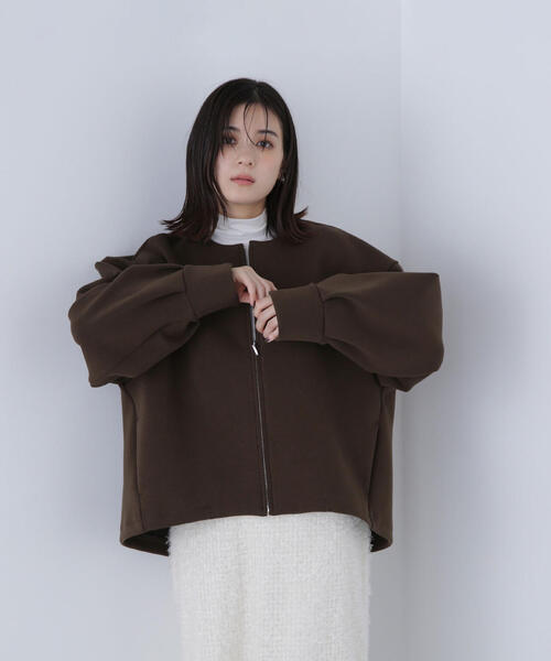 NATURAL BEAUTY BASIC（ナチュラルビューティーベーシック）の「◇ノーカラーダンボールブルゾン（ブルゾン・レディース・ベージュ/ダークカーキ/ブラック・FREE）」の22枚目の写真
