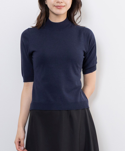 NARACAMICIE（ナラカミーチェ）の「【NARACAMICIE】【ツインニット対応】調温ニット5分袖プルオーバー（ニット/セーター・レディース・レッド/ネイビー/ブラック・M）」の3枚目の写真