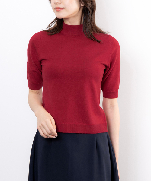 NARACAMICIE（ナラカミーチェ）の「【NARACAMICIE】【ツインニット対応】調温ニット5分袖プルオーバー（ニット/セーター・レディース・レッド/ネイビー/ブラック・M）」の4枚目の写真