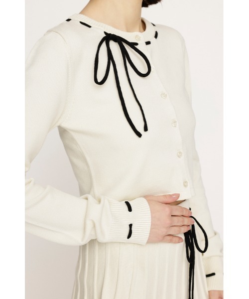 SLY(スライ)の「KNIT PLEATS SET UP ニット プリーツ セットアップ 秋服 冬服(ワンピース・レディース・ネイビー/杢グレー/アイボリー・1/2)」の4枚目の写真
