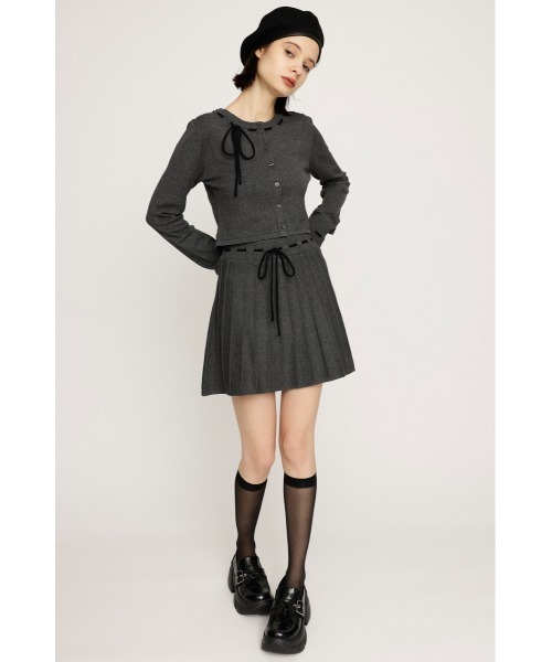 SLY(スライ)の「KNIT PLEATS SET UP ニット プリーツ セットアップ 秋服 冬服(ワンピース・レディース・ネイビー/杢グレー/アイボリー・1/2)」の8枚目の写真
