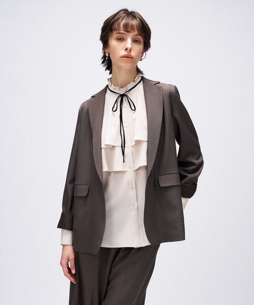 cloenc（クロエンス）の「【セットアップ／手洗い可】ポイントカラーテーラードジャケット（テーラードジャケット・レディース・ブラック/カーキ/ダークブラウン・01/02/03）」の20枚目の写真
