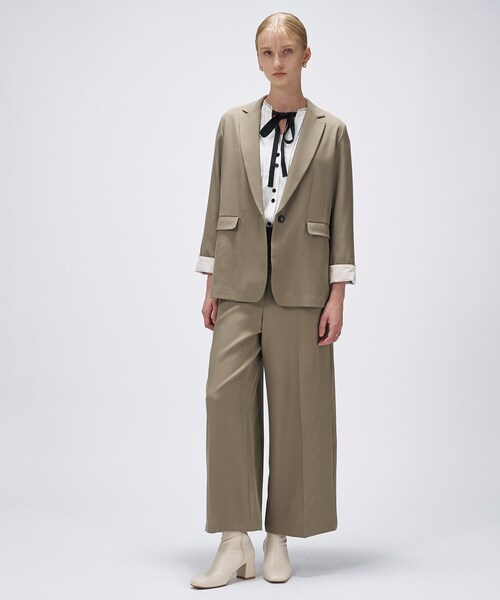 cloenc（クロエンス）の「【セットアップ／手洗い可】ポイントカラーテーラードジャケット（テーラードジャケット・レディース・ブラック/カーキ/ダークブラウン・01/02/03）」の4枚目の写真