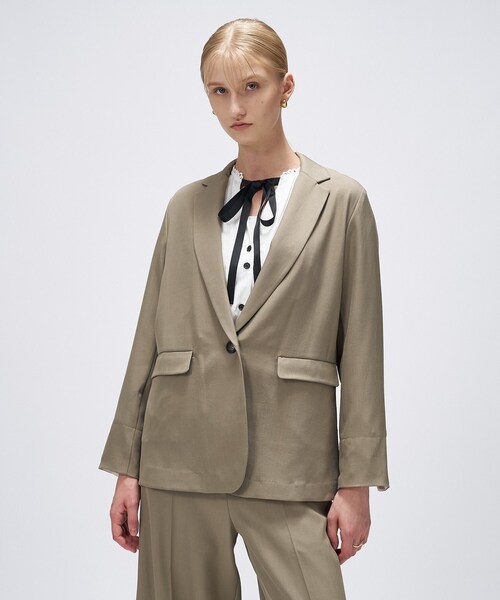 cloenc（クロエンス）の「【セットアップ／手洗い可】ポイントカラーテーラードジャケット（テーラードジャケット・レディース・ブラック/カーキ/ダークブラウン・01/02/03）」の5枚目の写真