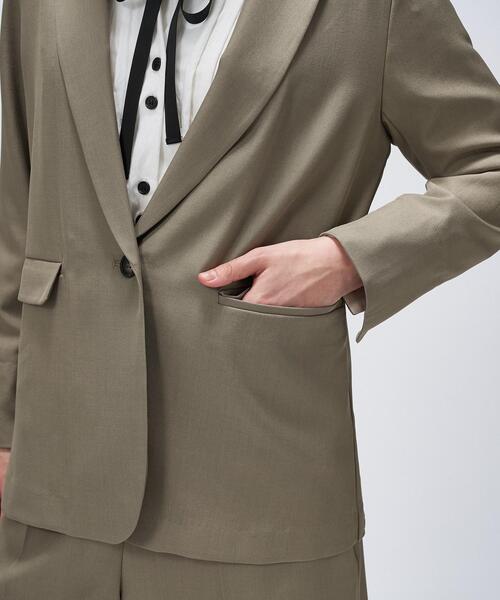 cloenc（クロエンス）の「【セットアップ／手洗い可】ポイントカラーテーラードジャケット（テーラードジャケット・レディース・ブラック/カーキ/ダークブラウン・01/02/03）」の8枚目の写真