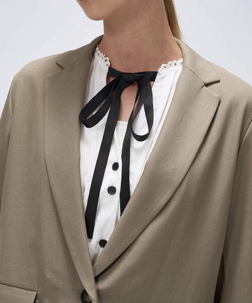 cloenc（クロエンス）の「【セットアップ／手洗い可】ポイントカラーテーラードジャケット（テーラードジャケット・レディース・ブラック/カーキ/ダークブラウン・01/02/03）」の9枚目の写真
