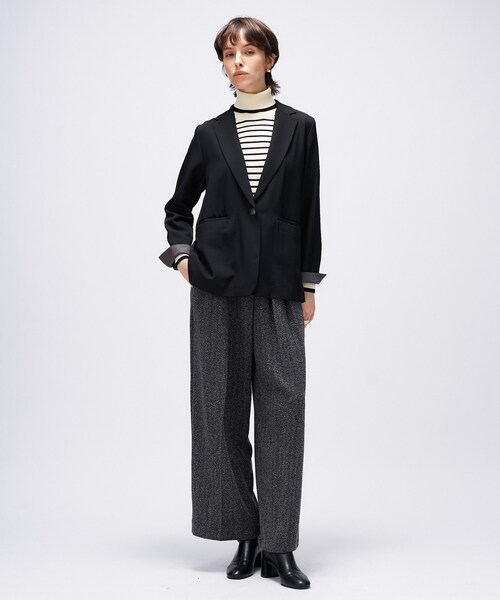 cloenc（クロエンス）の「【セットアップ／手洗い可】ポイントカラーテーラードジャケット（テーラードジャケット・レディース・ブラック/カーキ/ダークブラウン・01/02/03）」の12枚目の写真