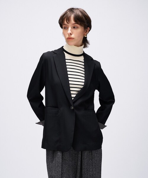 cloenc（クロエンス）の「【セットアップ／手洗い可】ポイントカラーテーラードジャケット（テーラードジャケット・レディース・ブラック/カーキ/ダークブラウン・01/02/03）」の13枚目の写真