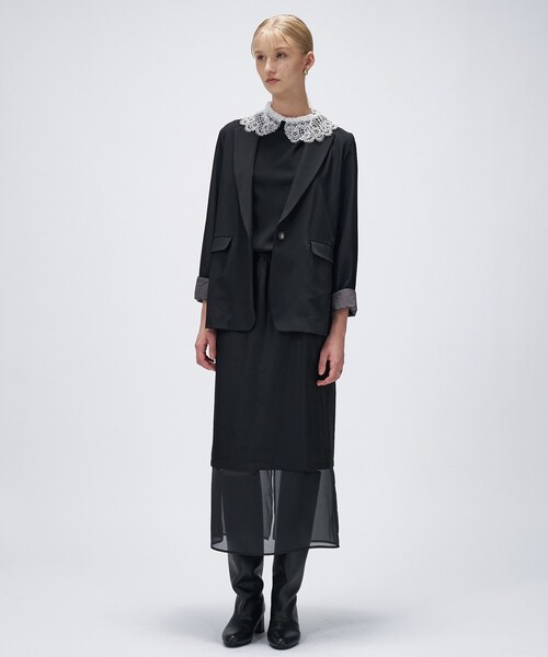 cloenc（クロエンス）の「【セットアップ／手洗い可】ポイントカラーテーラードジャケット（テーラードジャケット・レディース・ブラック/カーキ/ダークブラウン・01/02/03）」の17枚目の写真