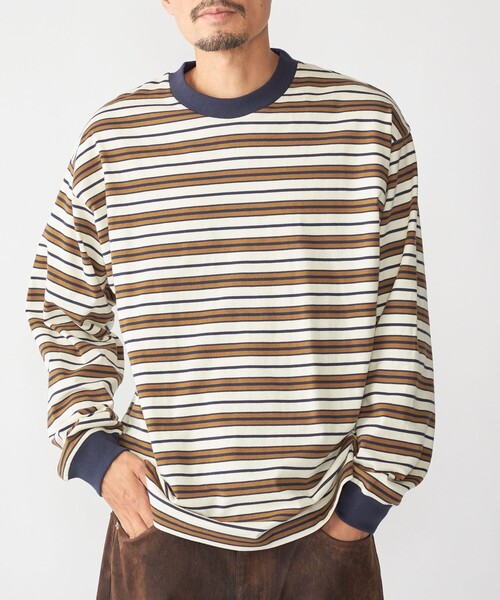 SHIPS別注】AIRTOWNE: マルチ ボーダー ロングスリーブ Tシャツ（T