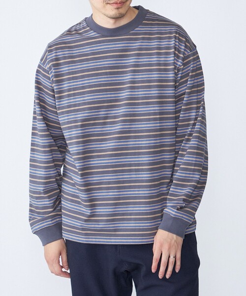 SHIPS別注】AIRTOWNE: マルチ ボーダー ロングスリーブ Tシャツ（T