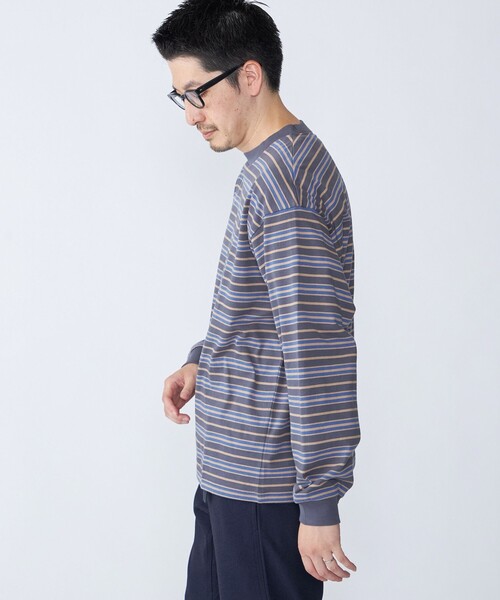 SHIPS別注】AIRTOWNE: マルチ ボーダー ロングスリーブ Tシャツ（T