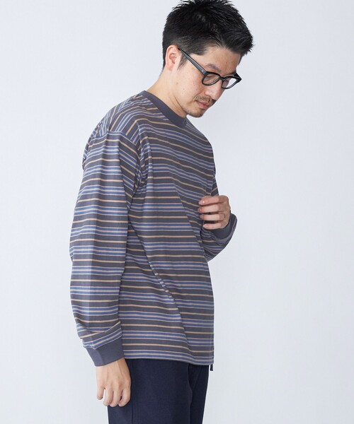 セール】【SHIPS別注】AIRTOWNE: マルチ ボーダー ロングスリーブ T