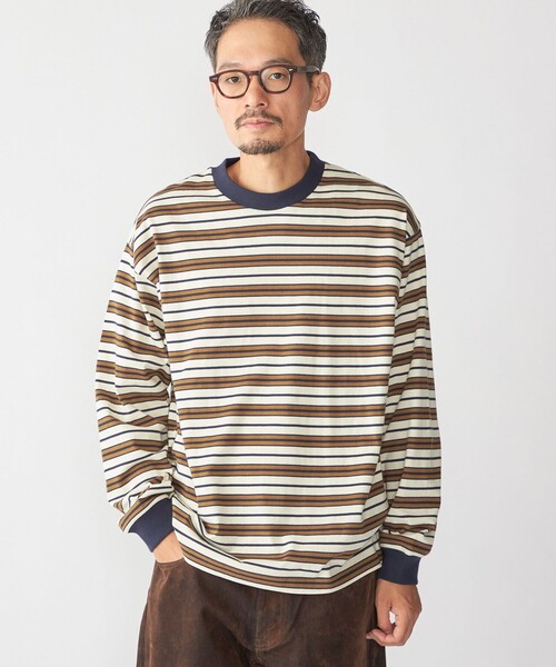 SHIPS別注】AIRTOWNE: マルチ ボーダー ロングスリーブ Tシャツ（T