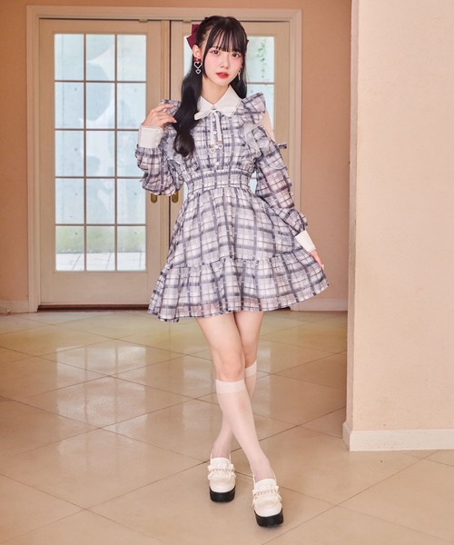 花柄チェックミニワンピース（ワンピース）｜ROJITA（ロジータ）の