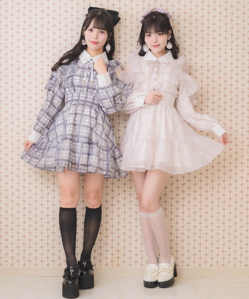 新品未開封☆大きめサイズM ROJITA 花柄半袖ミニワンピースシフォン 量産型