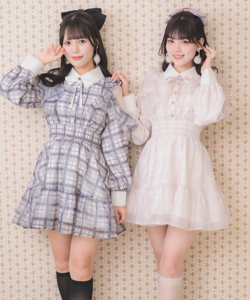 花柄チェックミニワンピース（ワンピース）｜ROJITA（ロジータ