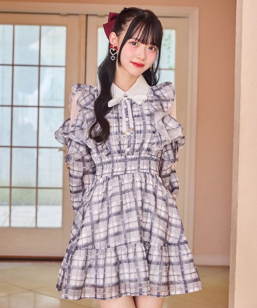 花柄チェックミニワンピース（ワンピース）｜ROJITA（ロジータ）の