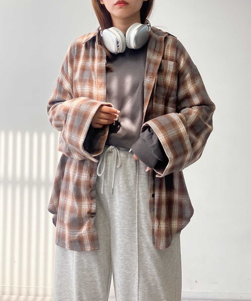 AS KNOW AS plus（アズノゥアズプラス）の「♪ポケット付き ワイドスリーブチェックシャツ（シャツ/ブラウス・レディース・ブラウン系/グレー系/ブラック系・FREE）」の10枚目の写真
