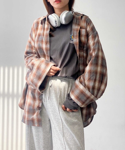 AS KNOW AS plus（アズノゥアズプラス）の「♪ポケット付き ワイドスリーブチェックシャツ（シャツ/ブラウス・レディース・ブラウン系/グレー系/ブラック系・FREE）」の11枚目の写真