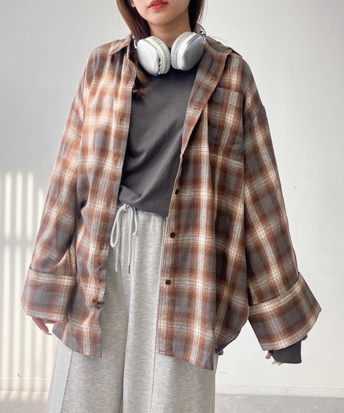 AS KNOW AS plus（アズノゥアズプラス）の「♪ポケット付き ワイドスリーブチェックシャツ（シャツ/ブラウス・レディース・ブラウン系/グレー系/ブラック系・FREE）」の12枚目の写真