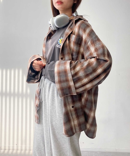 AS KNOW AS plus（アズノゥアズプラス）の「♪ポケット付き ワイドスリーブチェックシャツ（シャツ/ブラウス・レディース・ブラウン系/グレー系/ブラック系・FREE）」の13枚目の写真