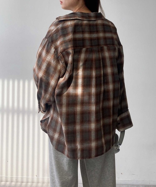 AS KNOW AS plus（アズノゥアズプラス）の「♪ポケット付き ワイドスリーブチェックシャツ（シャツ/ブラウス・レディース・ブラウン系/グレー系/ブラック系・FREE）」の14枚目の写真