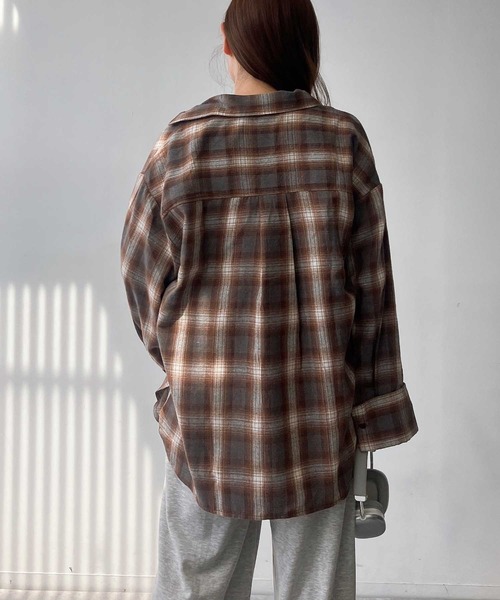 AS KNOW AS plus（アズノゥアズプラス）の「♪ポケット付き ワイドスリーブチェックシャツ（シャツ/ブラウス・レディース・ブラウン系/グレー系/ブラック系・FREE）」の15枚目の写真