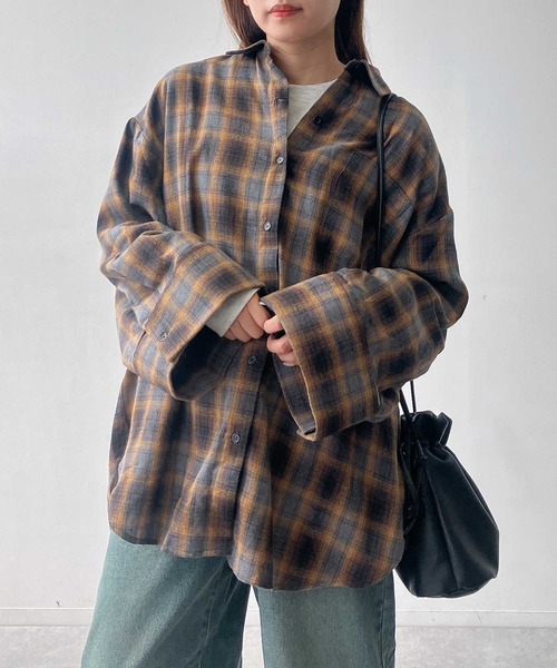 AS KNOW AS plus（アズノゥアズプラス）の「♪ポケット付き ワイドスリーブチェックシャツ（シャツ/ブラウス・レディース・ブラウン系/グレー系/ブラック系・FREE）」の16枚目の写真