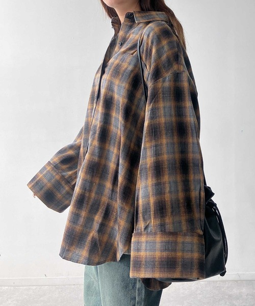 AS KNOW AS plus（アズノゥアズプラス）の「♪ポケット付き ワイドスリーブチェックシャツ（シャツ/ブラウス・レディース・ブラウン系/グレー系/ブラック系・FREE）」の18枚目の写真