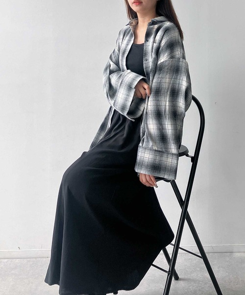 AS KNOW AS plus（アズノゥアズプラス）の「♪ポケット付き ワイドスリーブチェックシャツ（シャツ/ブラウス・レディース・ブラウン系/グレー系/ブラック系・FREE）」の8枚目の写真