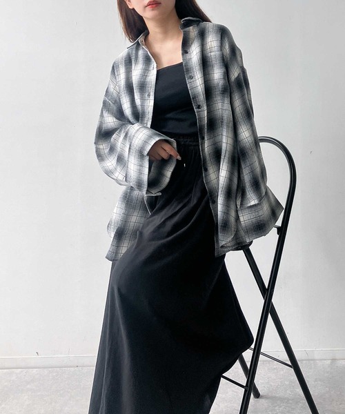 AS KNOW AS plus（アズノゥアズプラス）の「♪ポケット付き ワイドスリーブチェックシャツ（シャツ/ブラウス・レディース・ブラウン系/グレー系/ブラック系・FREE）」の9枚目の写真