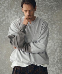 msw1783- One Point Embroidered Laidback Switching Sweatshirt スウェット(TRM25-T043A)
