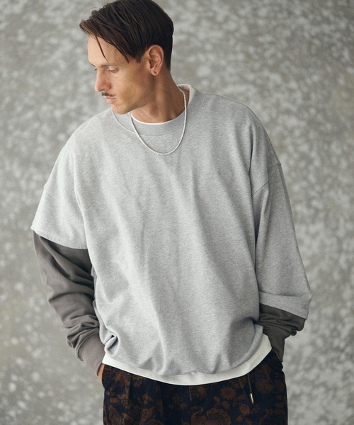 THEOREM（セオレム）の「msw1783- One Point Embroidered Laidback Switching Sweatshirt スウェット(TRM25-T043A)（スウェット・メンズ・グレー系その他/ブラック×グリーン/グレー×サックスブルー/ブラック×ベージュ・M/L/XL）」の11枚目の写真